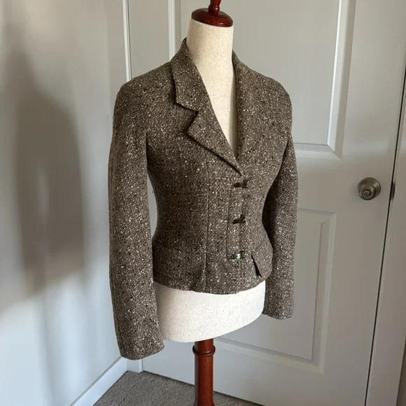 Chanel Vintage Taupe Wool Blend Tweed Jacket SZ FR 38 - Picture 4 of 14